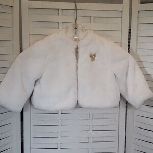 Disney baby white faux fur teddy coat 12/18 months